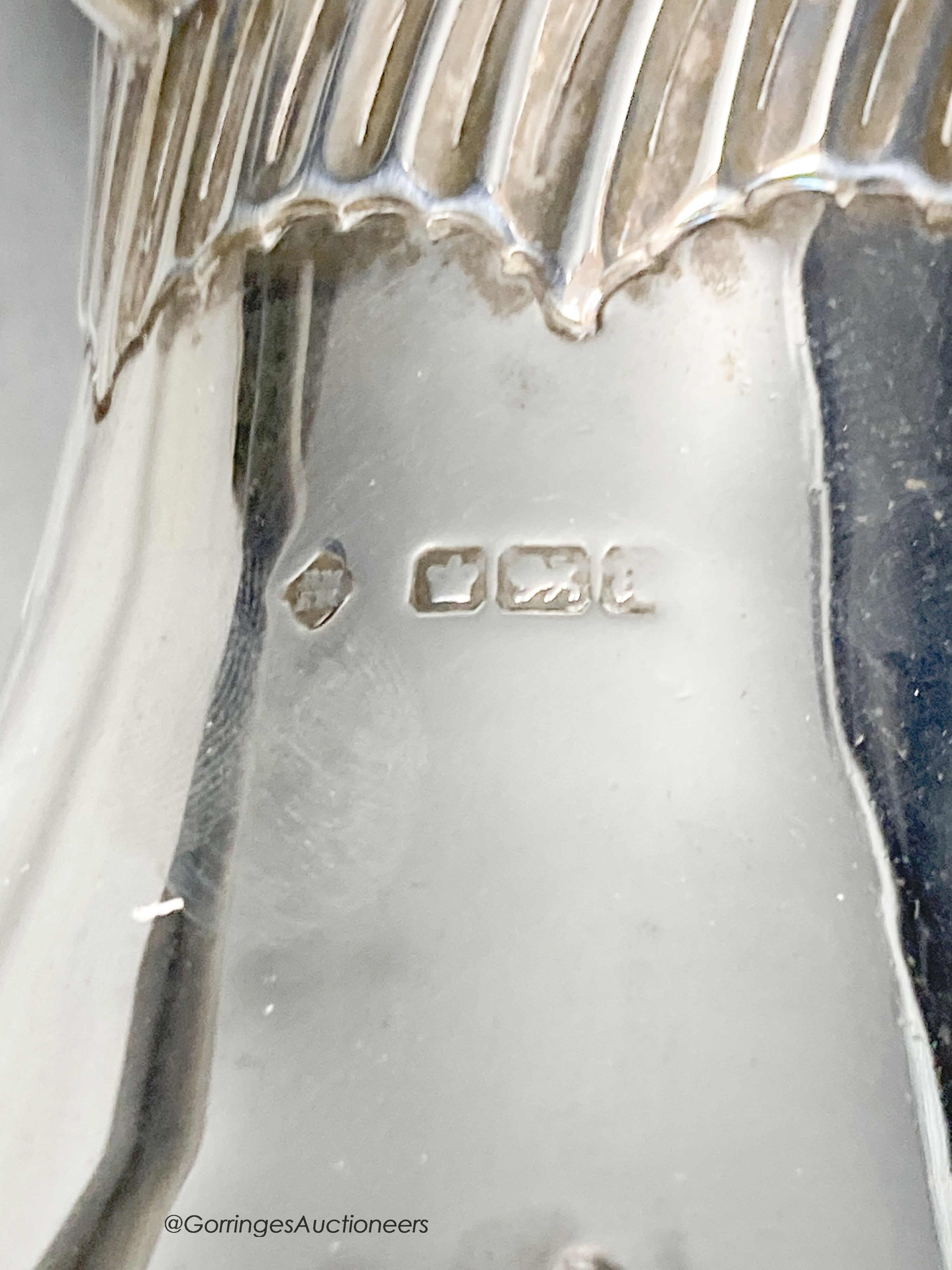 A late Victorian demi wrythened fluted baluster hot water pot, Martin, Hall & Co, Sheffield, 1893, height 22.8cm